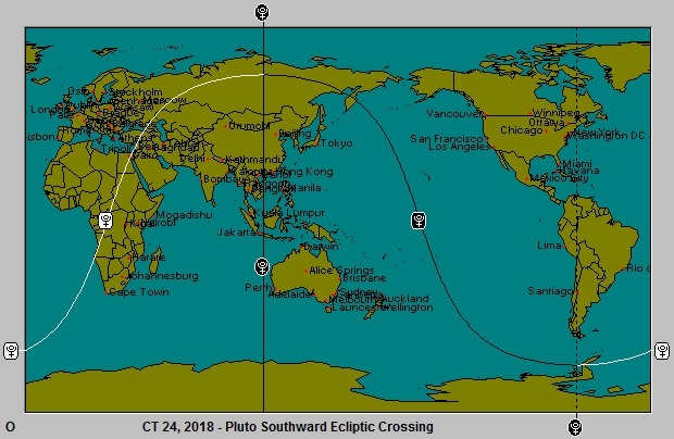 OCT 24, 2018  Pluto Southward Ecliptic Crossing Astro-Locality Map